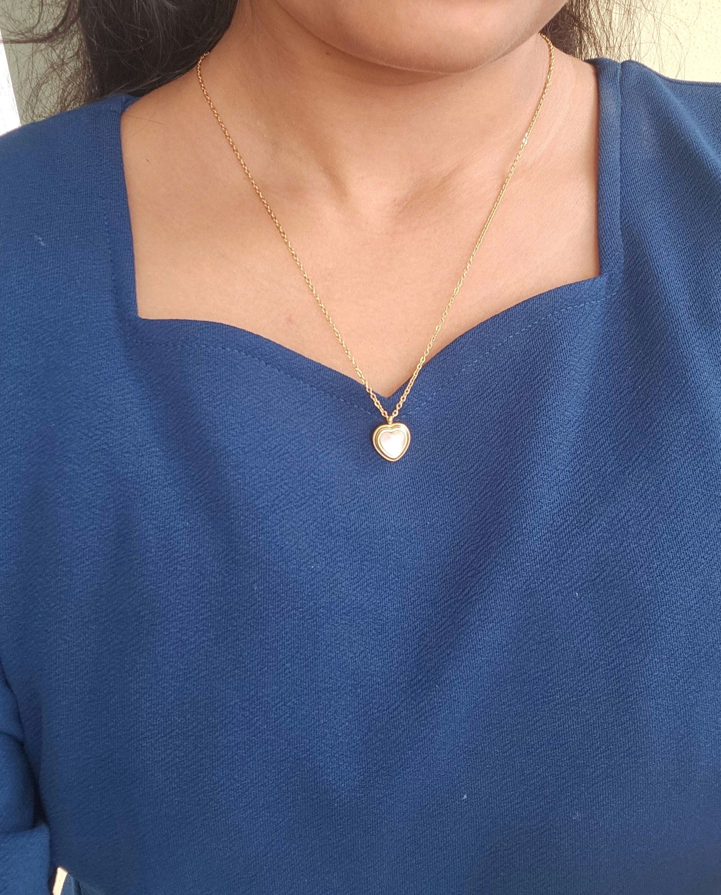 Classic White Heart Pendant Necklace