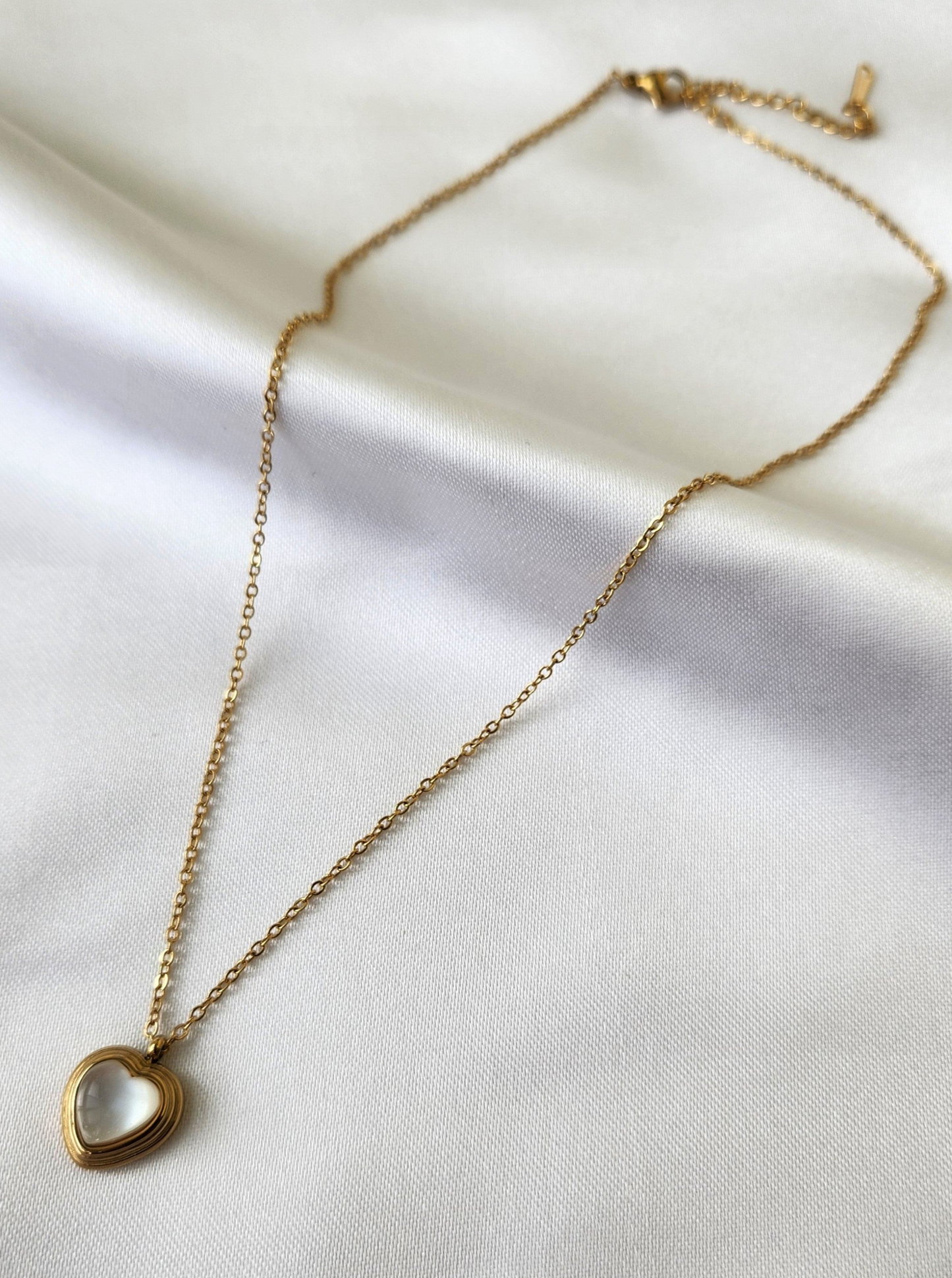 Classic White Heart Pendant Necklace