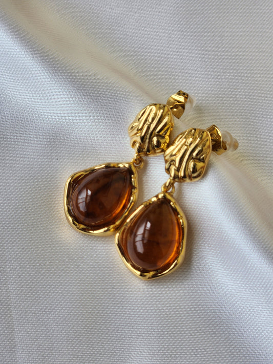 Teardrop Amber Earrings