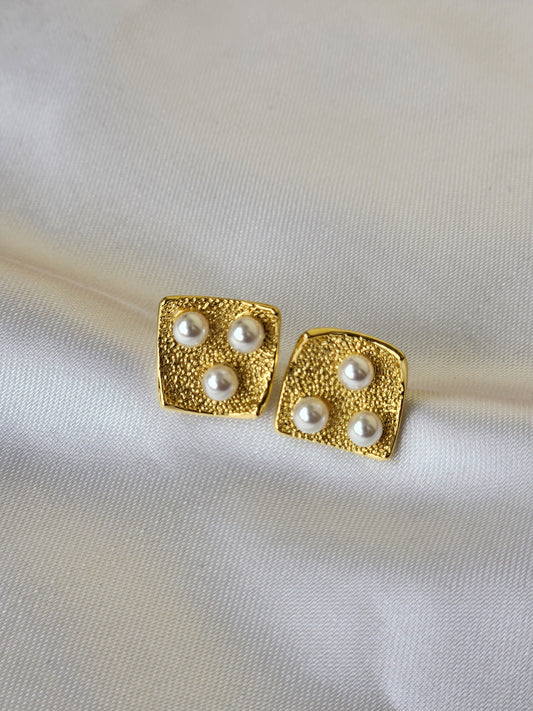 Pearl Square Stud Earrings