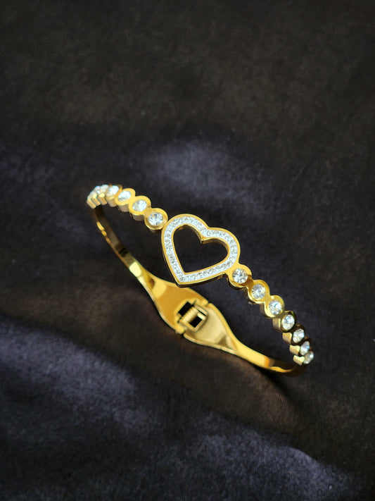 Gold-Toned Heart and Crystal Bracelet