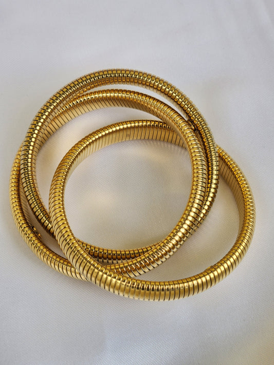 Gold-Tone Metallic Coil Bangle Set