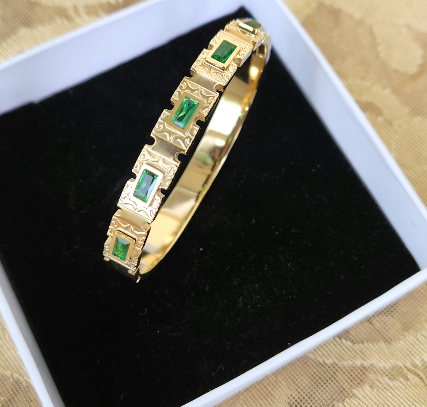 Regal Emerald Bangle Bracelet