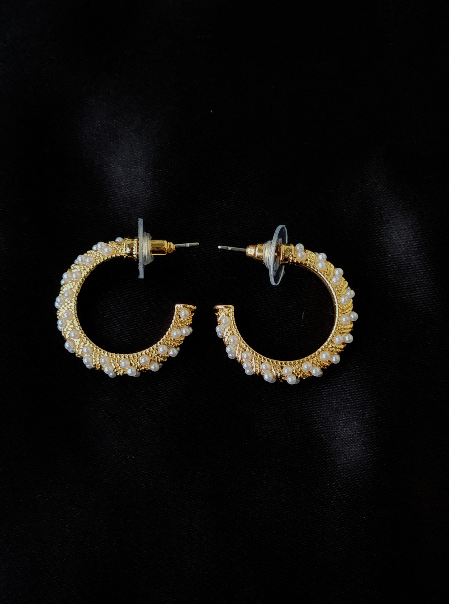 Pearl-Studded Hoop Earrings