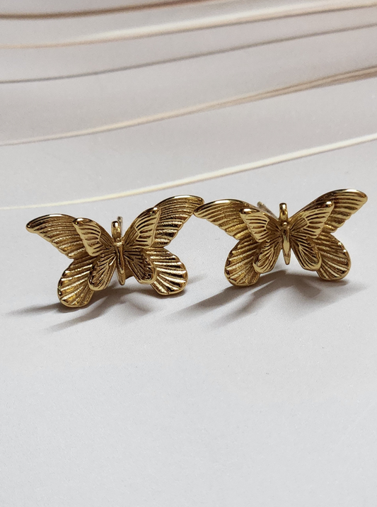 Golden Butterfly Stud Earrings